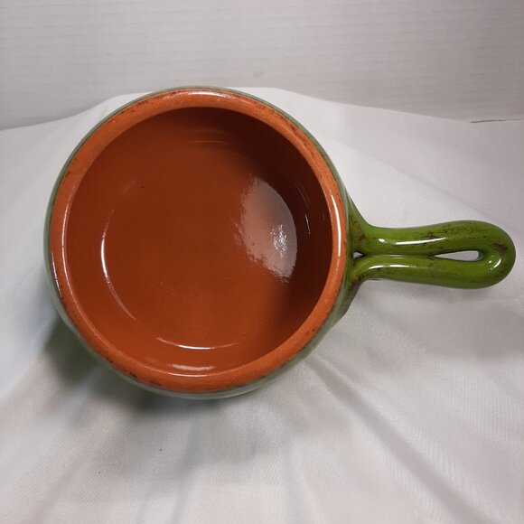 De Silva Terracotta Soup Bowl Baking Oven Dish w/ Handle Made in Italy Green 5" - Picture 2 of 9